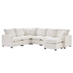 U Shape Modular Sofa, 7 Seat Chenille Sectional Upholstered Couch Set