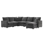 U Shape Modular Sofa, 7 Seat Chenille Sectional Upholstered Couch Set