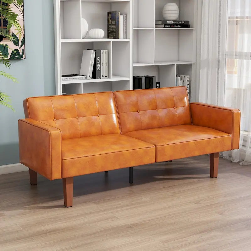 68 in. Twin Size Convertible Sofa Bed Couch w/ Tufted Adjustable Backrest, 5 Colors Optional - 22.44  D x 68.11  W x 28.74  H