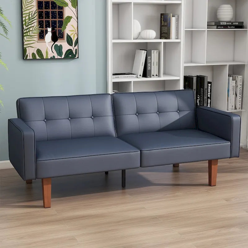 68 in. Twin Size Convertible Sofa Bed Couch w/ Tufted Adjustable Backrest, 5 Colors Optional - 22.44  D x 68.11  W x 28.74  H