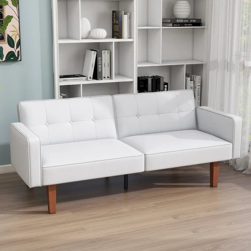 68 in. Twin Size Convertible Sofa Bed Couch w/ Tufted Adjustable Backrest, 5 Colors Optional - 22.44  D x 68.11  W x 28.74  H