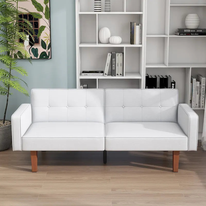 68 in. Twin Size Convertible Sofa Bed Couch w/ Tufted Adjustable Backrest, 5 Colors Optional - 22.44  D x 68.11  W x 28.74  H