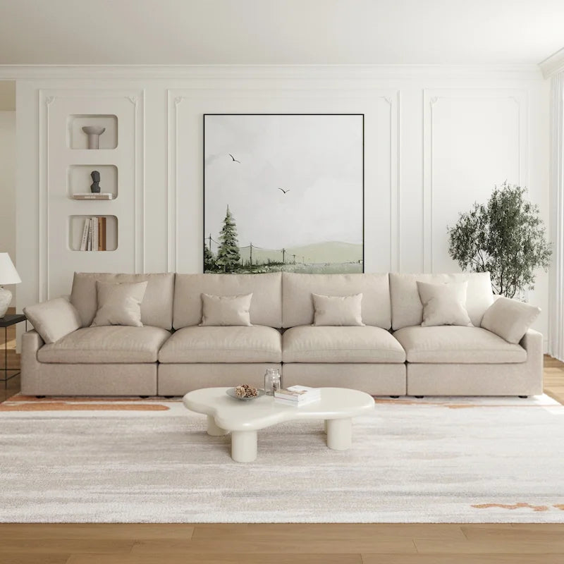 Modular Cloud Sectional Couches, Down Filled Comfort Minimalist Deep Sofa Couches for Office Apartment
