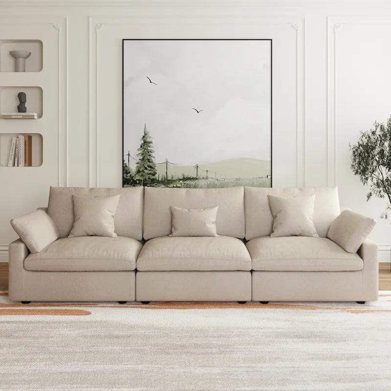 Modular Cloud Sectional Couches, Down Filled Comfort Minimalist Deep Sofa Couches for Office Apartment