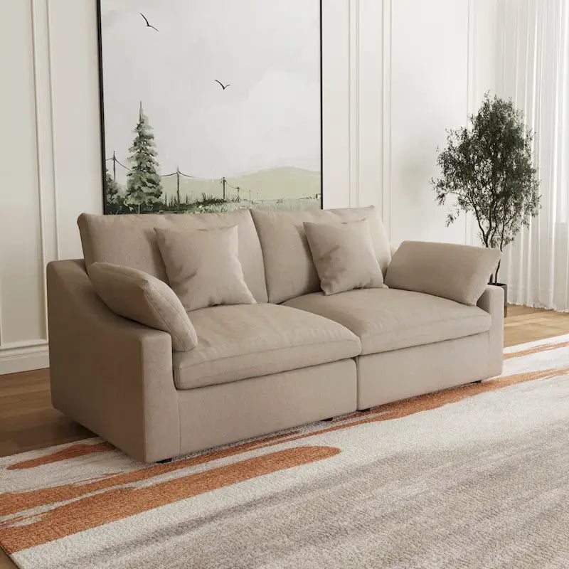 Modular Cloud Sectional Couches, Down Filled Comfort Minimalist Deep Sofa Couches for Office Apartment