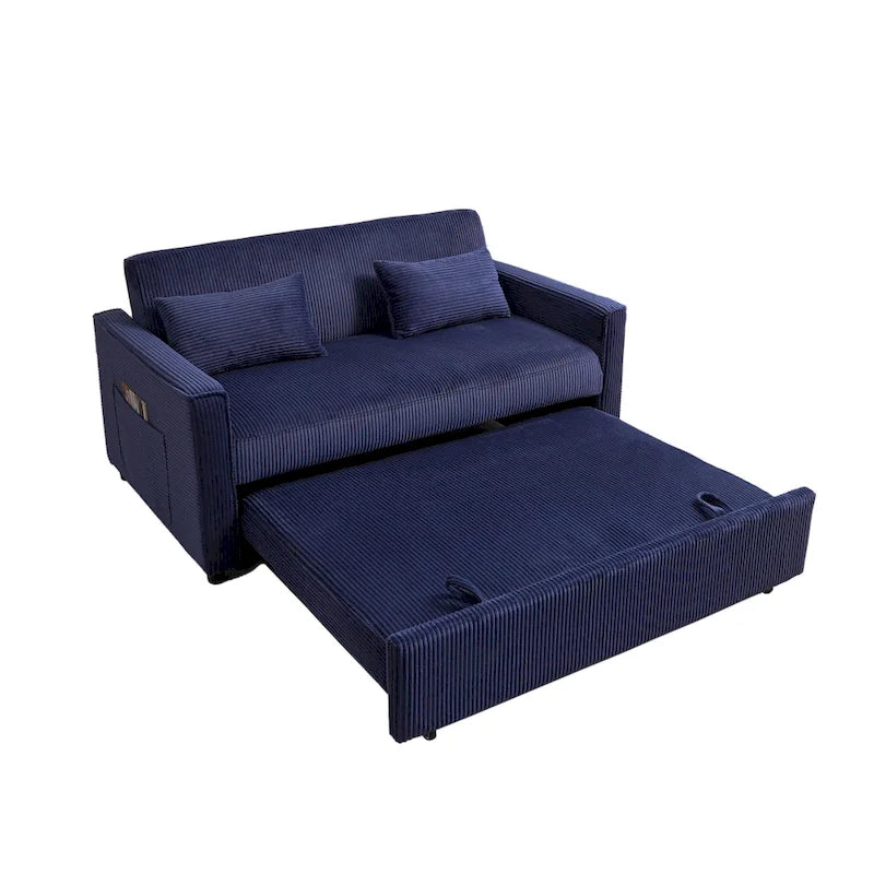 69   Corduroy Sleeper Sofa with Adjustable Backrest & Storage Pocket