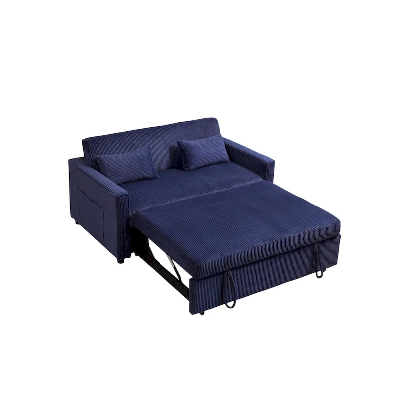 69   Corduroy Sleeper Sofa with Adjustable Backrest & Storage Pocket