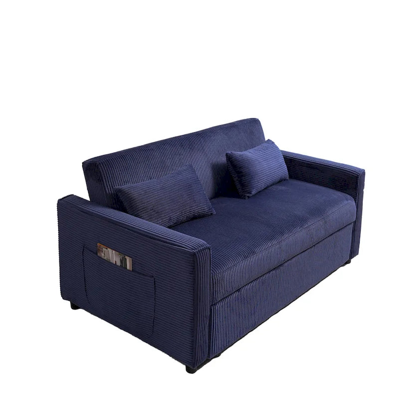 69   Corduroy Sleeper Sofa with Adjustable Backrest & Storage Pocket