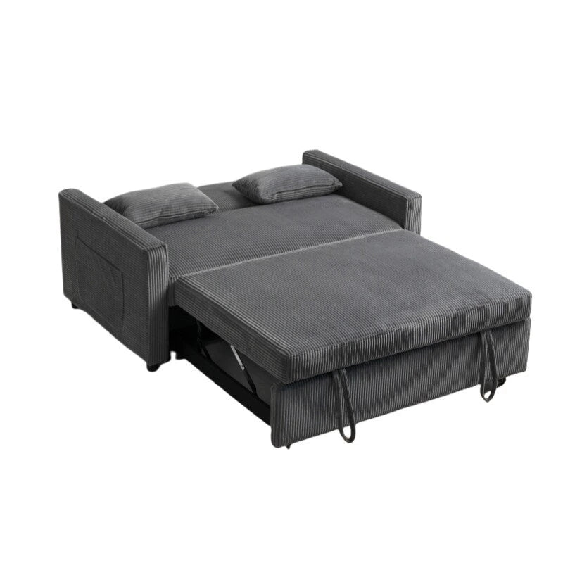 69   Corduroy Sleeper Sofa with Adjustable Backrest & Storage Pocket