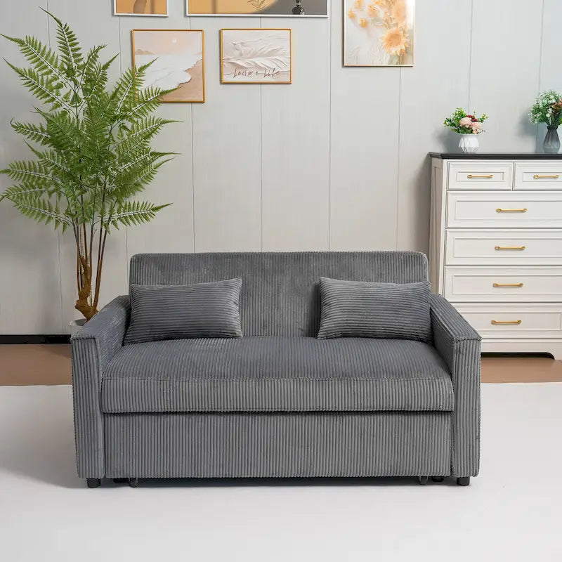 69   Corduroy Sleeper Sofa with Adjustable Backrest & Storage Pocket