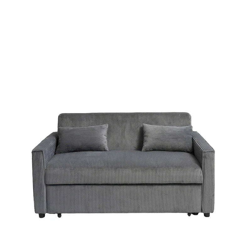 69   Corduroy Sleeper Sofa with Adjustable Backrest & Storage Pocket