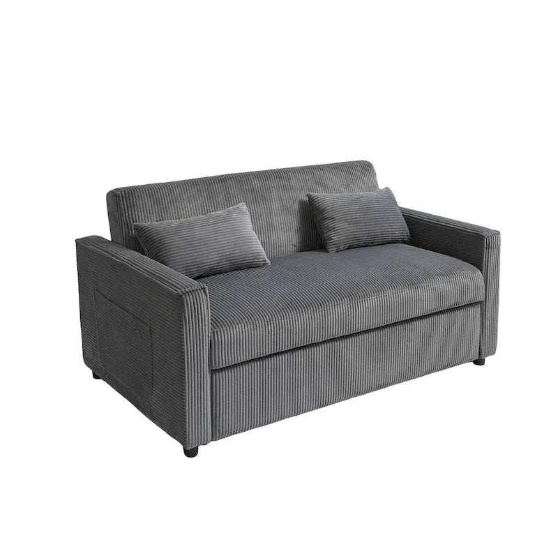 69   Corduroy Sleeper Sofa with Adjustable Backrest & Storage Pocket