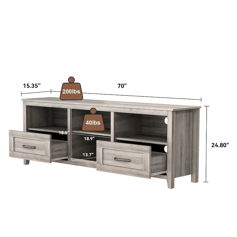 70   TV Stand with Drawers & Storage for TVs Up to 60