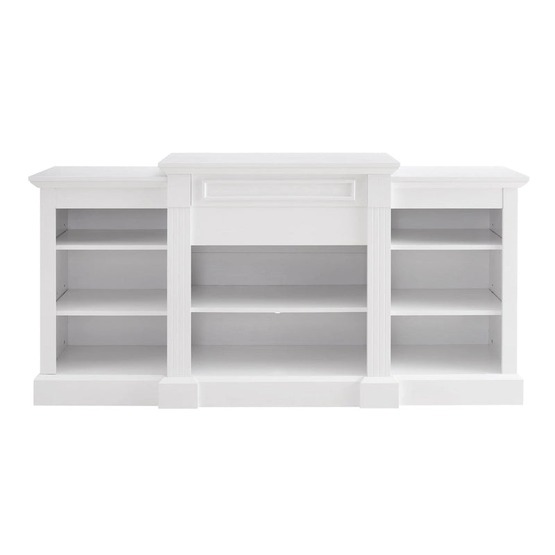 White 66   TV Stand with Large Cabinet & Adjustable Shelves for TVs Up to 65