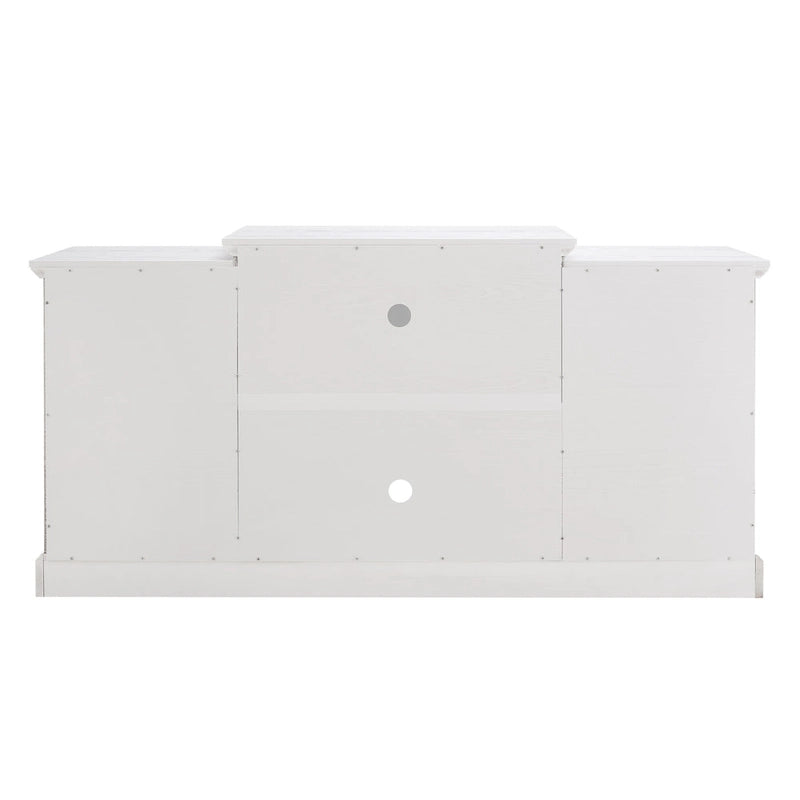 White 66   TV Stand with Large Cabinet & Adjustable Shelves for TVs Up to 65