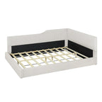 Full Size L-Shaped Daybed with Solid Frame, 500LBS Weight Capacity