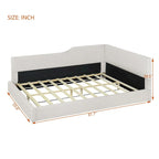 Full Size L-Shaped Daybed with Solid Frame, 500LBS Weight Capacity