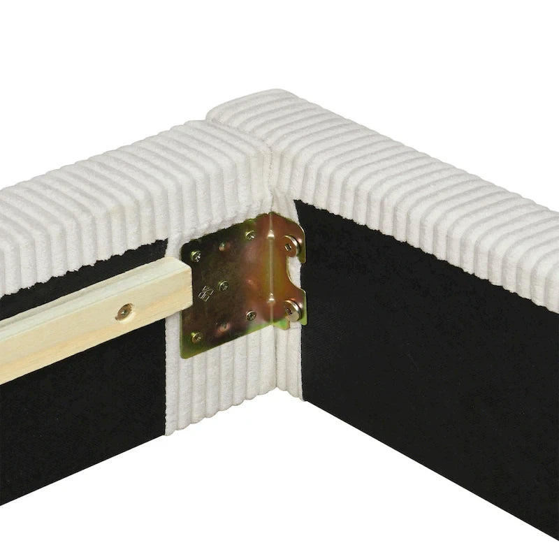 Full Size L-Shaped Daybed with Solid Frame, 500LBS Weight Capacity