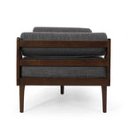 Charcoal Modern 65   Button Tufted Chaise Lounge Chair with Bent Wood Desing and Rolled Accent Pillows