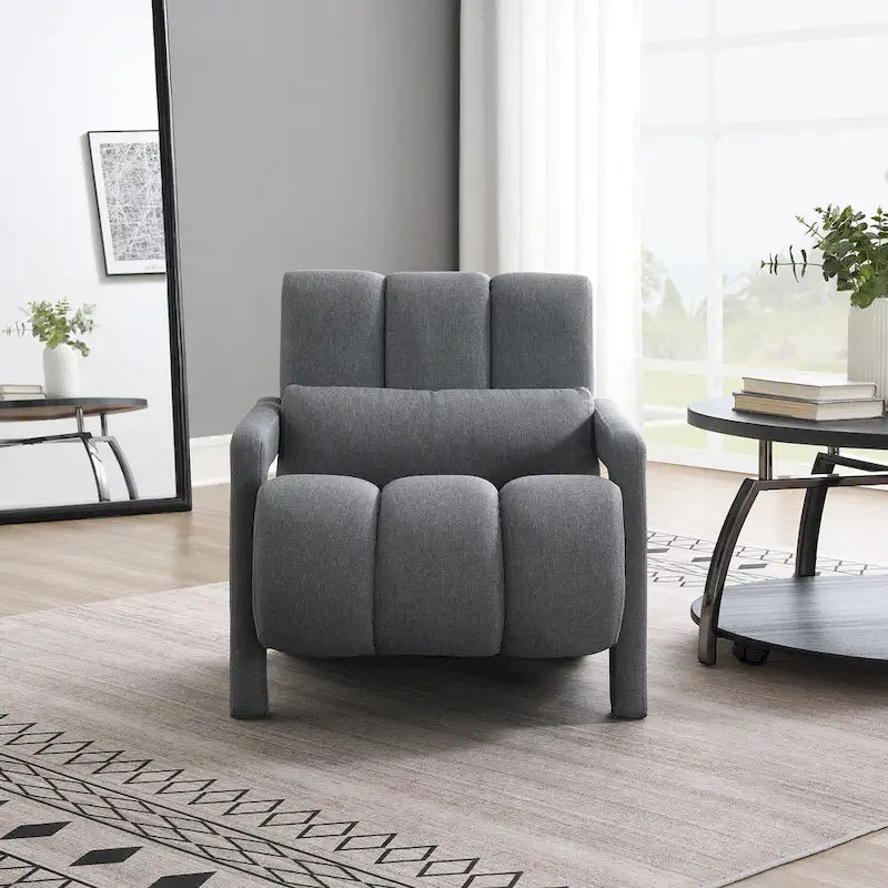 Dark Grey Modern 27.5   Upholstered Accent Chair with Pillow and High-Density Foam for Living Room