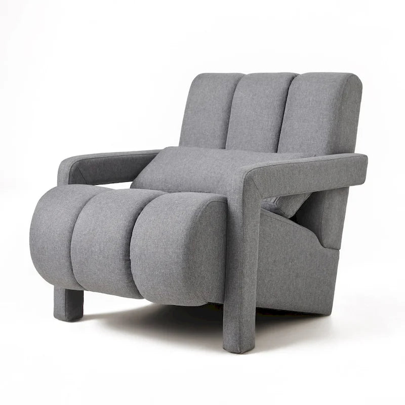Dark Grey Modern 27.5   Upholstered Accent Chair with Pillow and High-Density Foam for Living Room