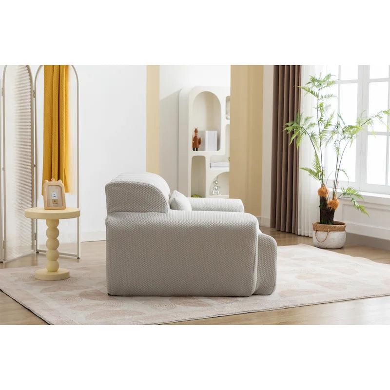 Beige Modern 53.15   Buttons Tufted Accent Chair with Pure Foam and Large Cushion for Living Room
