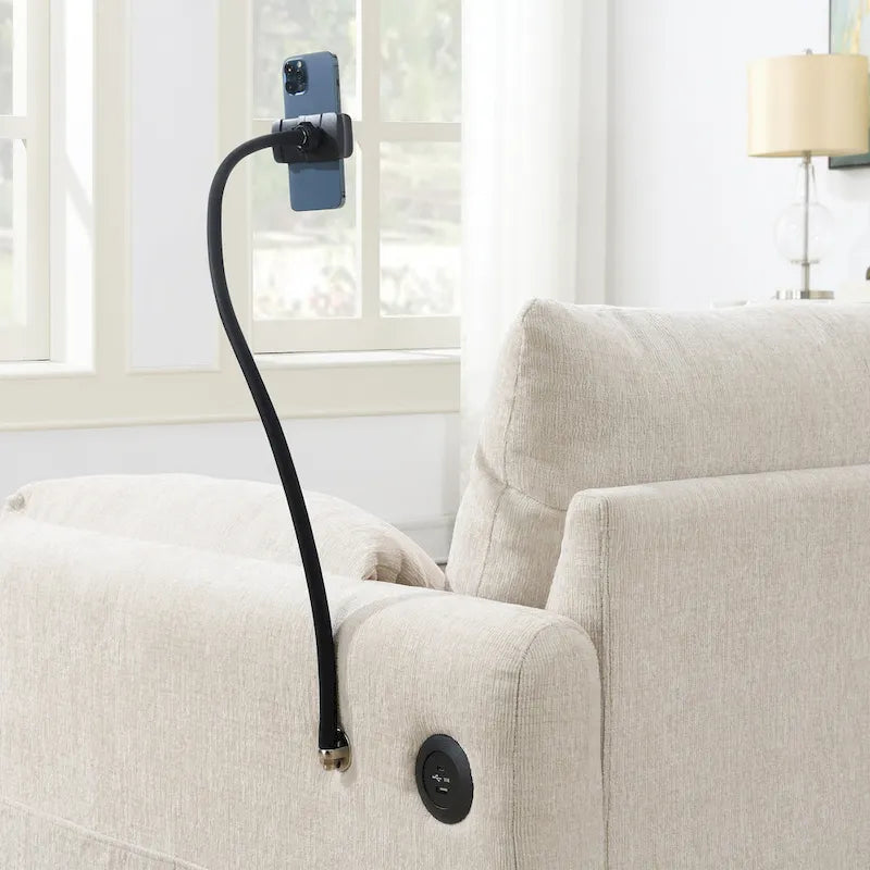 96.5   Chenille L-Shaped Sectional Sofa with Storage Ottoman, Adjustable Phone Holder, USB Charger and Armrest Storage Pockets