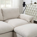 96.5   Chenille L-Shaped Sectional Sofa with Storage Ottoman, Adjustable Phone Holder, USB Charger and Armrest Storage Pockets