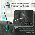 96.5   Chenille L-Shaped Sectional Sofa with Storage Ottoman, Adjustable Phone Holder, USB Charger and Armrest Storage Pockets