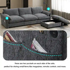 96.5   Chenille L-Shaped Sectional Sofa with Storage Ottoman, Adjustable Phone Holder, USB Charger and Armrest Storage Pockets