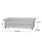 Chesterfield 3-seater Sofa with Button Tufting and Nailheads
