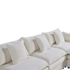White 142.52   U-Shaped 6 Seater Sectional Sofa with Convertible Chaise and Ottomans, Spacious Cloud Couch