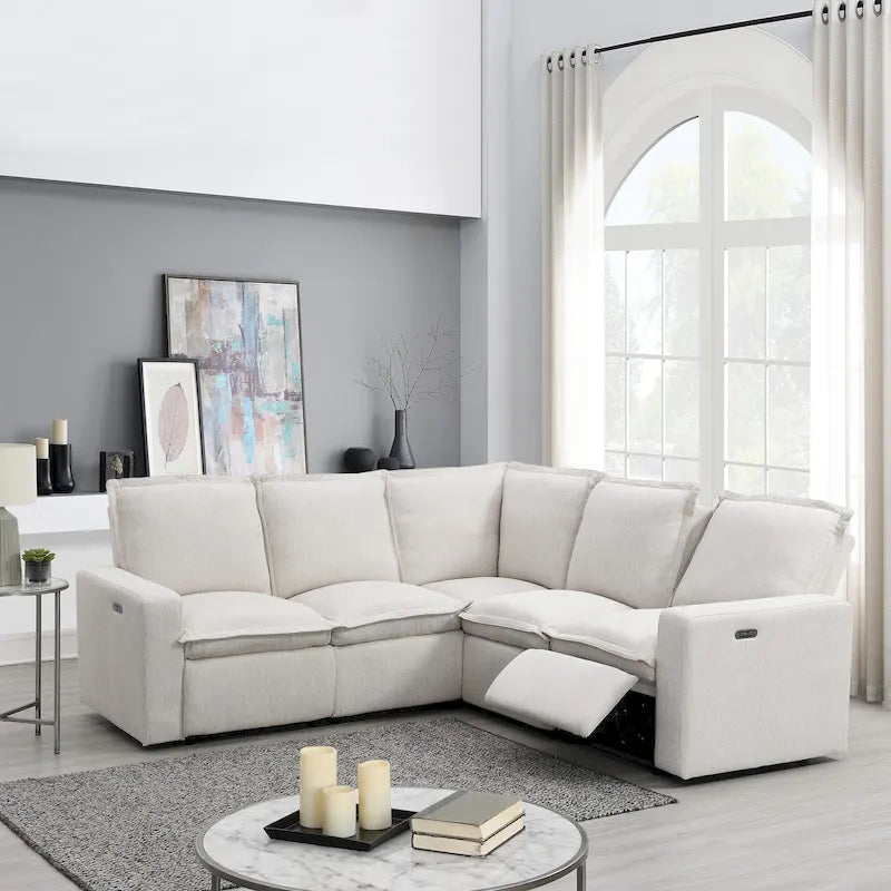 89.76   L-Shaped 5-Seater Sofa with Recliner