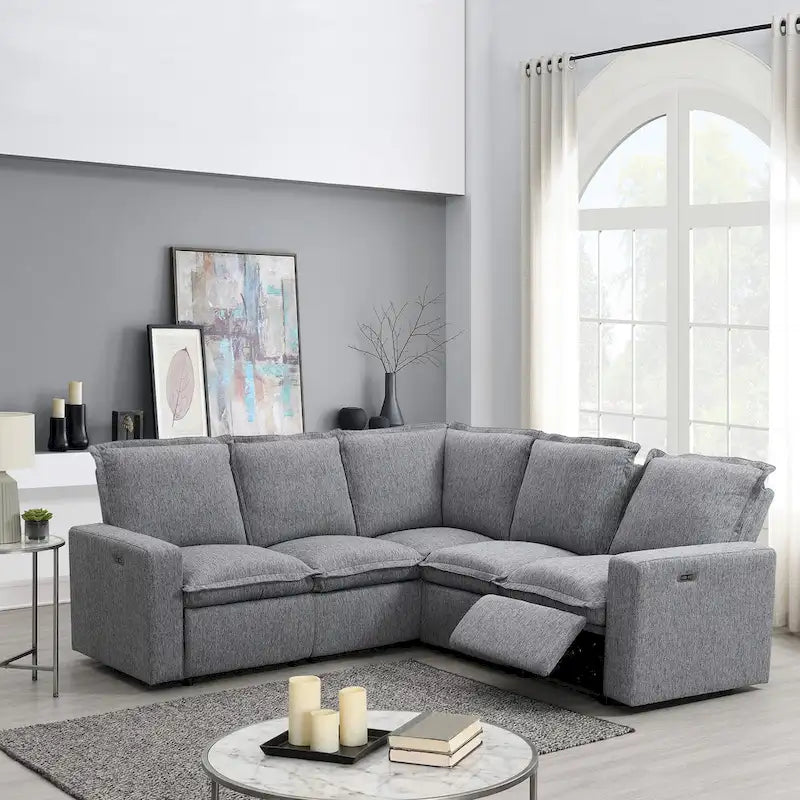 89.76   L-Shaped 5-Seater Sofa with Recliner