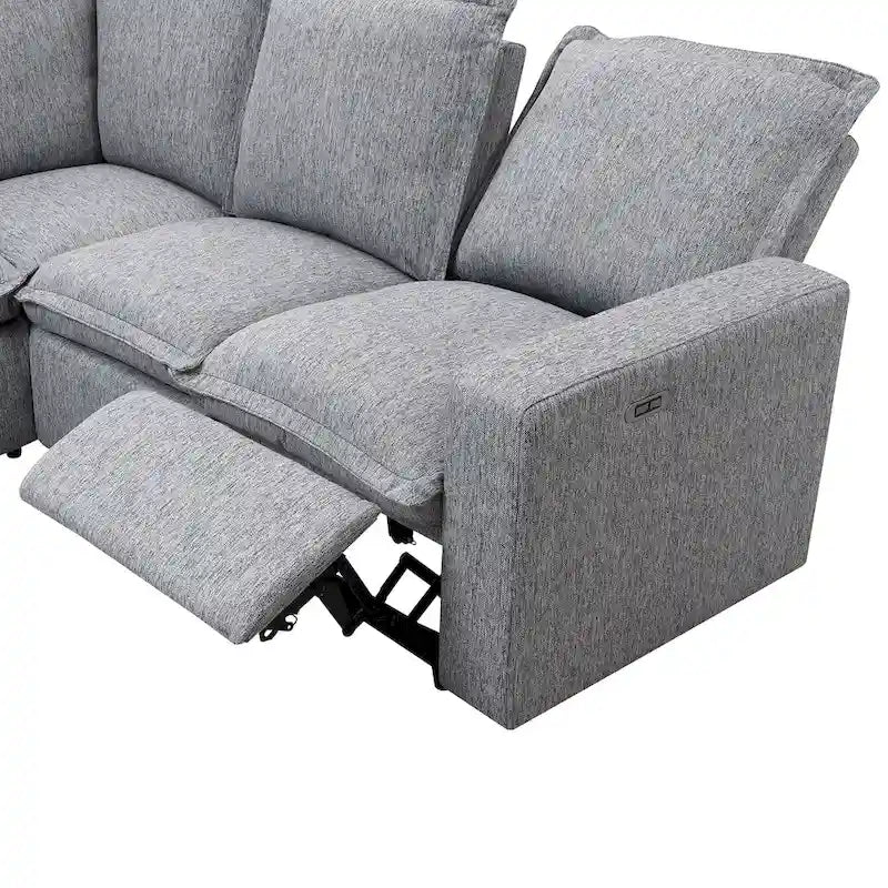 89.76   L-Shaped 5-Seater Sofa with Recliner