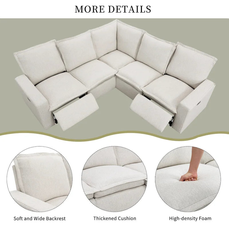 89.76   L-Shaped 5-Seater Sofa with Recliner
