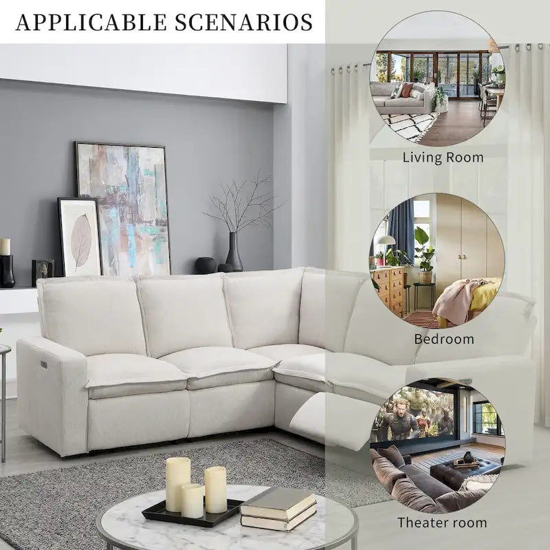 89.76   L-Shaped 5-Seater Sofa with Recliner