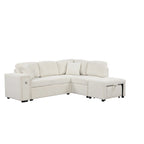 86.6   L-Shaped 4 Seater Sectional Sofa with Pull-Out Bed, Movable Ottoman, USB Ports, and Cup Holder Drop-Down Table