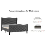 King Size Modern Velvet Platform Bed with Upholstered Headboard