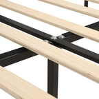 King Size Modern Velvet Platform Bed with Upholstered Headboard