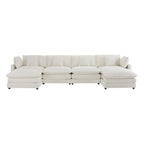 6-Piece 149.6   Corduroy Upholstered U-Shaped Modular Sectional Sofa with Side Storage Pockets