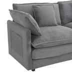 6-Piece 149.6   Corduroy Upholstered U-Shaped Modular Sectional Sofa with Side Storage Pockets