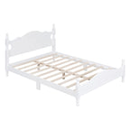 Retro Style Pine Wood Platform Bed Frame with Headboard and Footboard, Wooden Slat Support