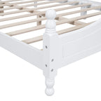 Retro Style Pine Wood Platform Bed Frame with Headboard and Footboard, Wooden Slat Support