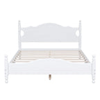 Retro Style Pine Wood Platform Bed Frame with Headboard and Footboard, Wooden Slat Support