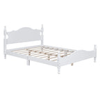 Retro Style Pine Wood Platform Bed Frame with Headboard and Footboard, Wooden Slat Support