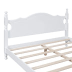 Retro Style Pine Wood Platform Bed Frame with Headboard and Footboard, Wooden Slat Support