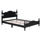 Retro Style Pine Wood Platform Bed Frame with Headboard and Footboard, Wooden Slat Support