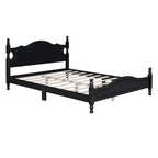 Retro Style Pine Wood Platform Bed Frame with Headboard and Footboard, Wooden Slat Support
