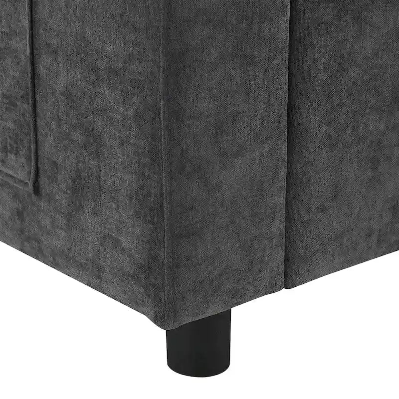 86.5   Chenille Modular Sofa with Storage Pockets, Movable Ottomans